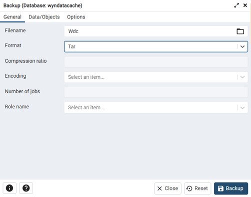 backing up a database to a tar