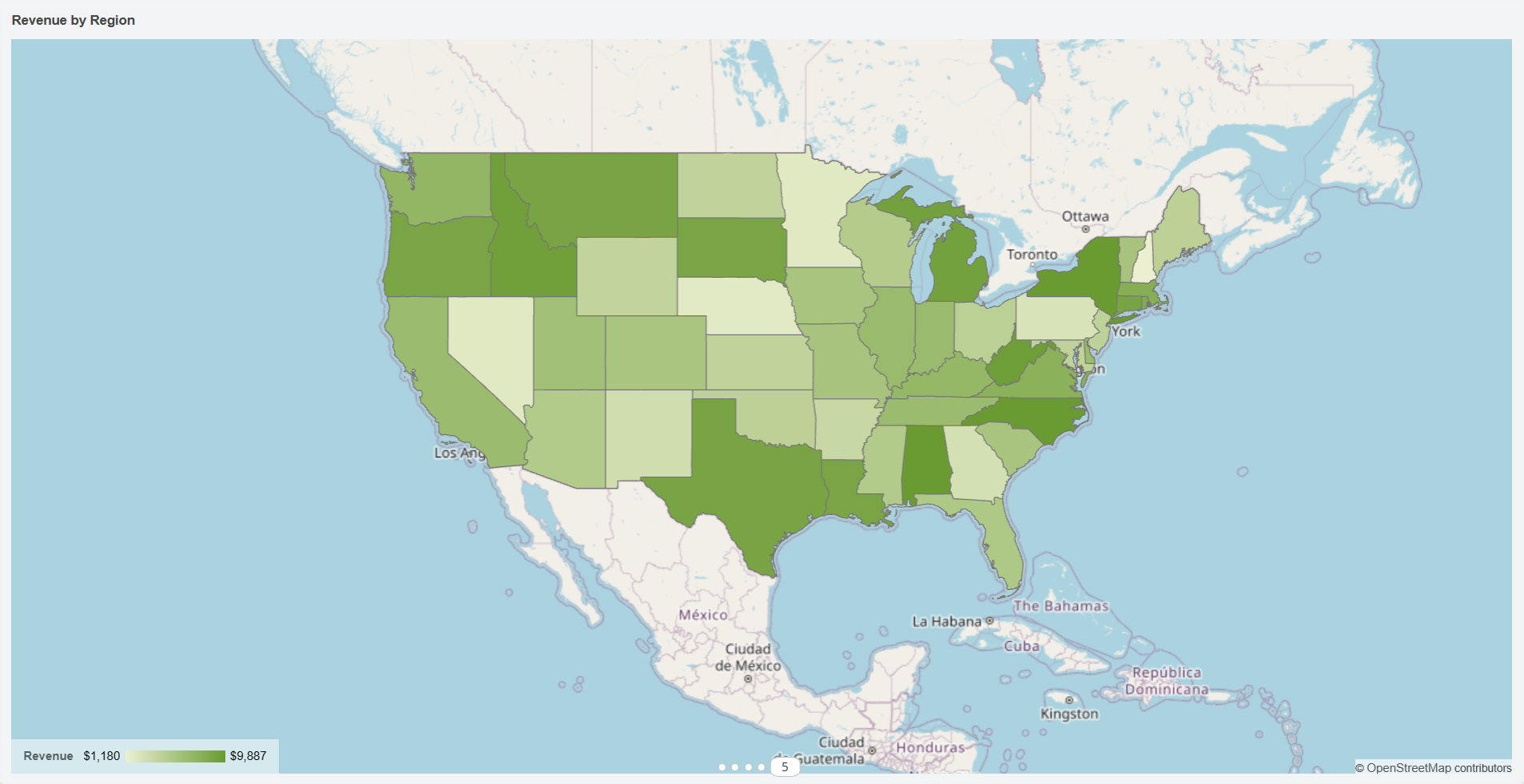 Example of Area Map in WynDashboards